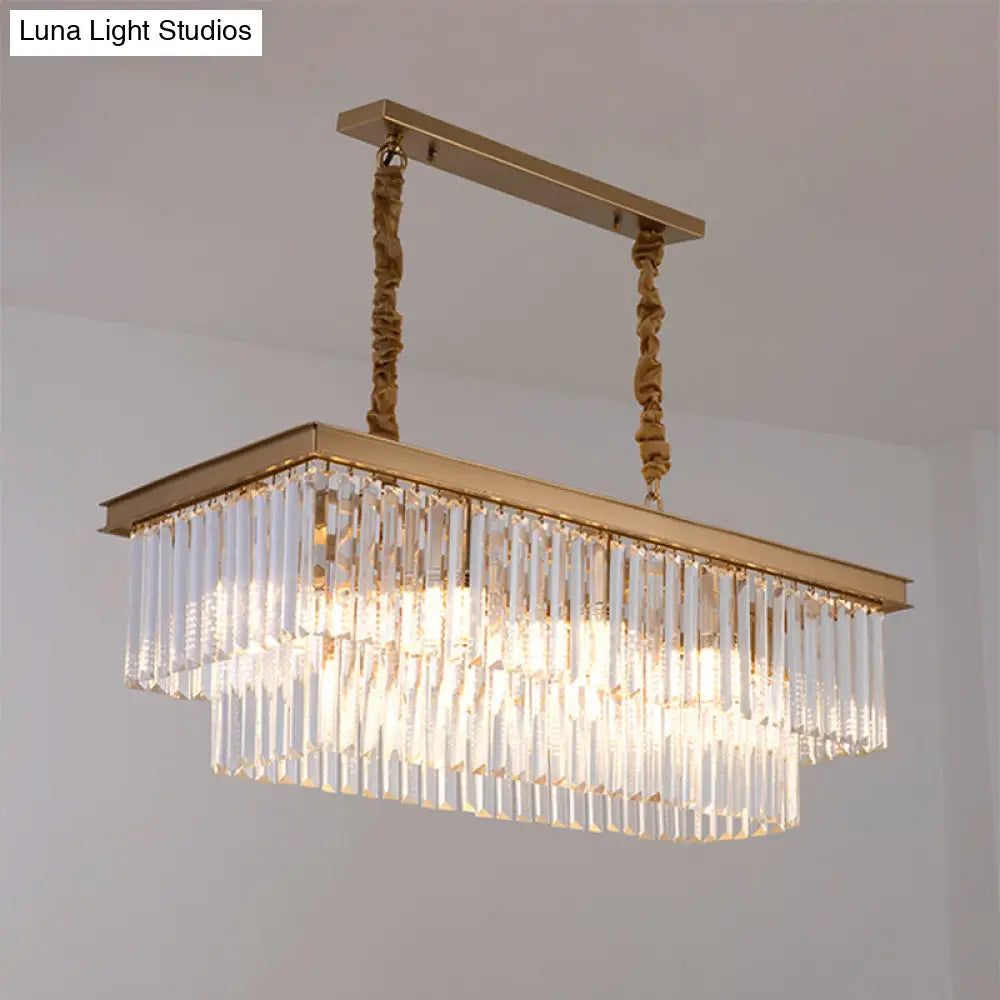 ديكوربايتس™ مصباح جزيرة غرفة الطعام الريفية مع غطاء كريستالي مستطيل - مجموعة إضاءة معلقة من 8 لمبات