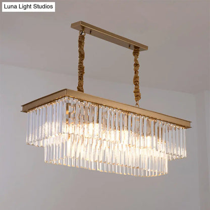 ديكوربايتس™ مصباح جزيرة غرفة الطعام الريفية مع غطاء كريستالي مستطيل - مجموعة إضاءة معلقة من 8 لمبات