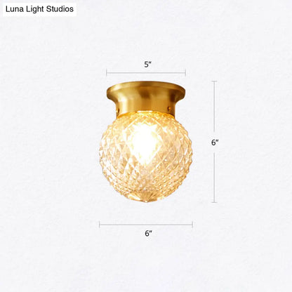 DecorBites™ DecorBites™ Country-inspired Brass Flush Mount with Lattice Glass Shade for Hallways and Ceilings