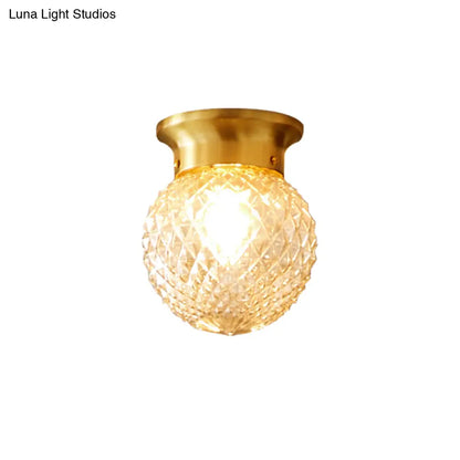 DecorBites™ DecorBites™ Country-inspired Brass Flush Mount with Lattice Glass Shade for Hallways and Ceilings