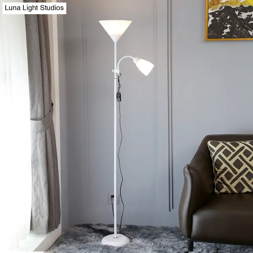 Country Living Room Acrylic Torchiere Floor Lamp with Flexible Arm
