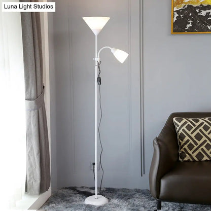 Country Living Room Acrylic Torchiere Floor Lamp with Flexible Arm