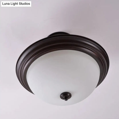 DecorBites™ DecorBites™ Country Style 2-Light Semi-Mount Close to Ceiling Lamp with White/Amber Glass Shade