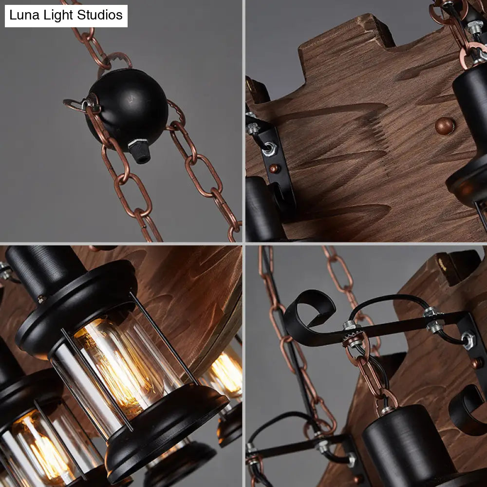 ديكوربايتس™ مصباح معلق على شكل جزيرة على الطراز الريفي بستة مصابيح زجاجية مع ديكور سمكة خشبي