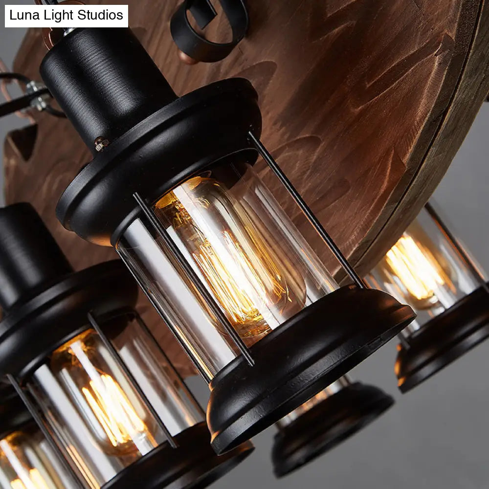 ديكوربايتس™ مصباح معلق على شكل جزيرة على الطراز الريفي بستة مصابيح زجاجية مع ديكور سمكة خشبي