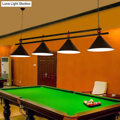 ثريا بلياردو على الطراز الريفي من DecorBites™ - وحدة إضاءة جزيرة بار معدنية