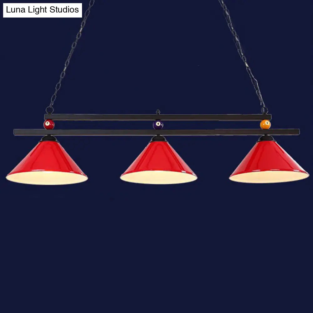 ثريا بلياردو على الطراز الريفي من DecorBites™ - وحدة إضاءة جزيرة بار معدنية