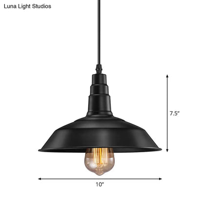 Country Style Black Barn Pendant Ceiling Light with Metal Finish - Kitchen Plug-in Pendulum Light (1 Bulb)