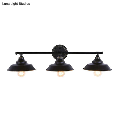 ديكوربايتس™ مصباح حائطي أسود من الحديد على الطراز الريفي - 3 مصابيح، ذراع خطي