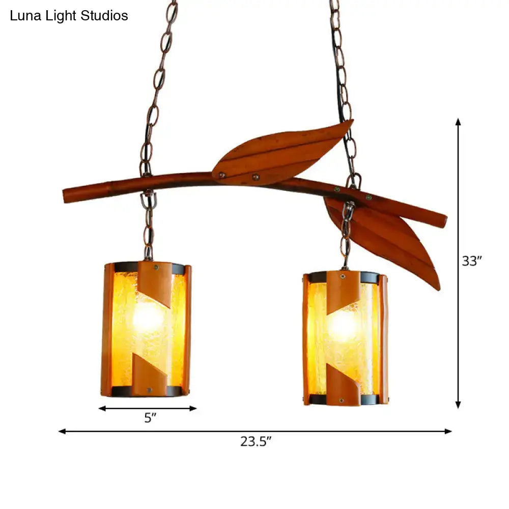 DecorBites™ country style crackle glass hanging light with warm amber branch accent and dark metal chains 220v-240v 110v-120v