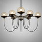 Country-Style Cognac Glass Pendant Light with Swoop Arm - Ball Chandelier