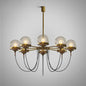 Country-Style Cognac Glass Pendant Light with Swoop Arm - Ball Chandelier