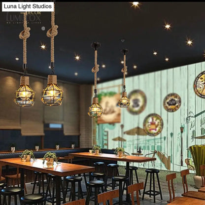 ديكوربايتس™ - مصباح معلق على سقف المطعم على شكل قفص على الطراز الريفي