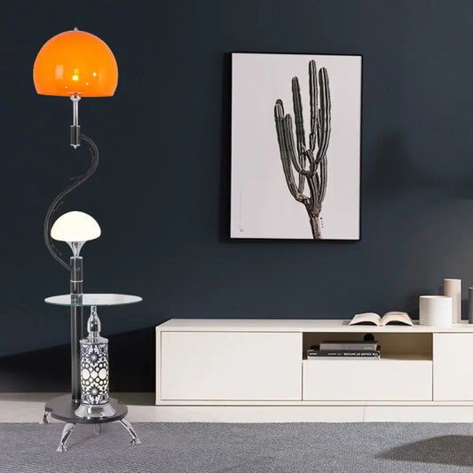 مصباح أرضي على شكل قبة على الطراز الريفي مع طاولة وحامل أكريليك - مصباحان لغرفة المعيشة