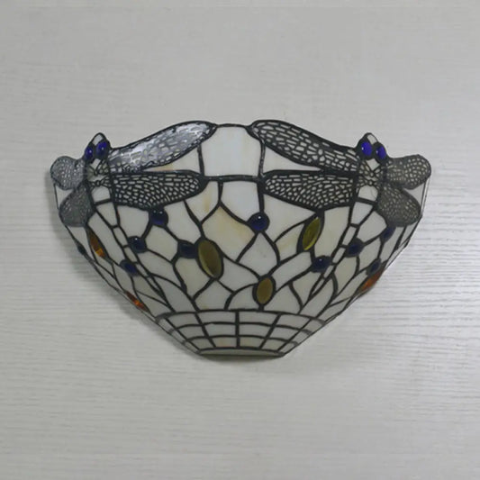 مصباح حائط على شكل يعسوب على الطراز الريفي مع حامل حائط أبيض - مثالي لإضاءة غرفة النوم