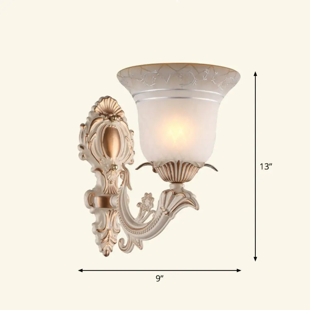 Country Style Frosted Glass Wall Lamp - Hallway Sconce Lighting Fixture