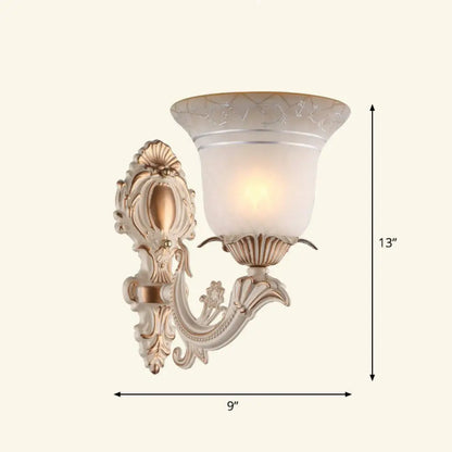 Country Style Frosted Glass Wall Lamp - Hallway Sconce Lighting Fixture