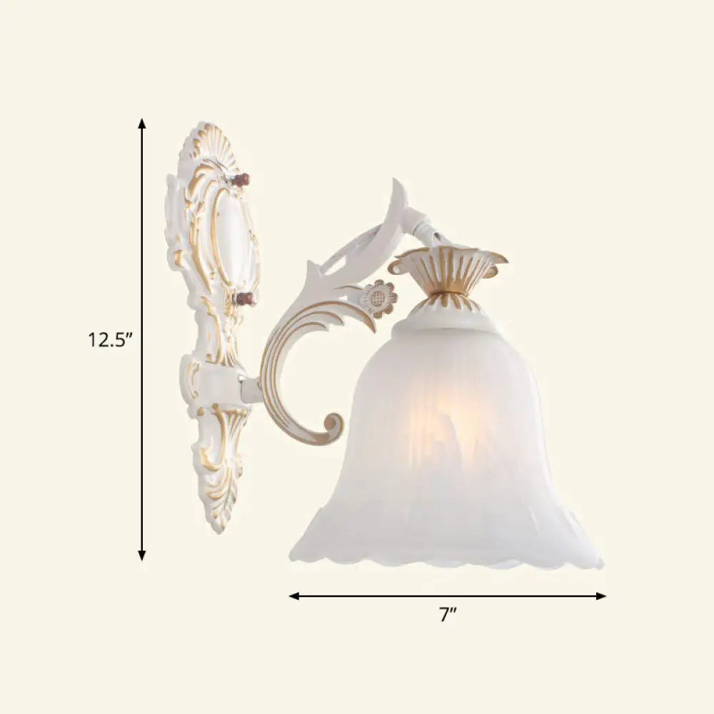 Country Style Frosted Glass Wall Lamp - Hallway Sconce Lighting Fixture