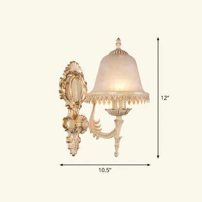 Country Style Frosted Glass Wall Lamp - Hallway Sconce Lighting Fixture