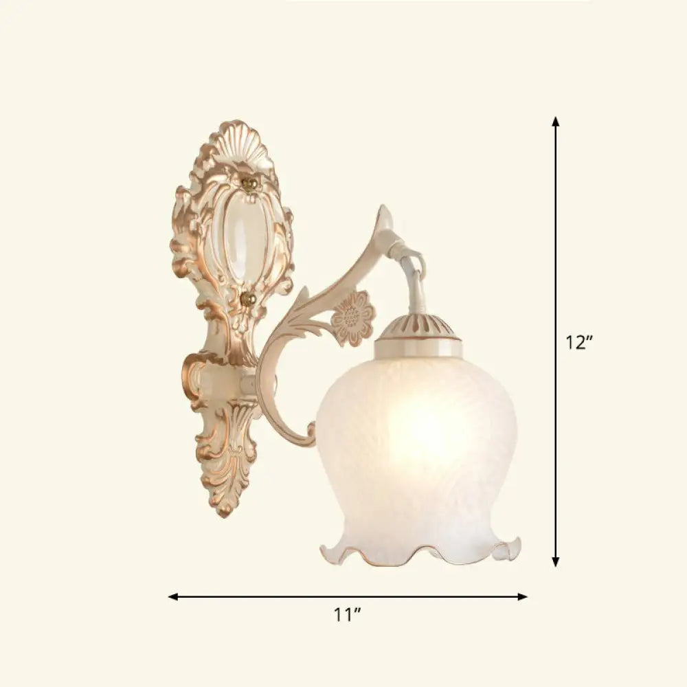 Country Style Frosted Glass Wall Lamp - Hallway Sconce Lighting Fixture