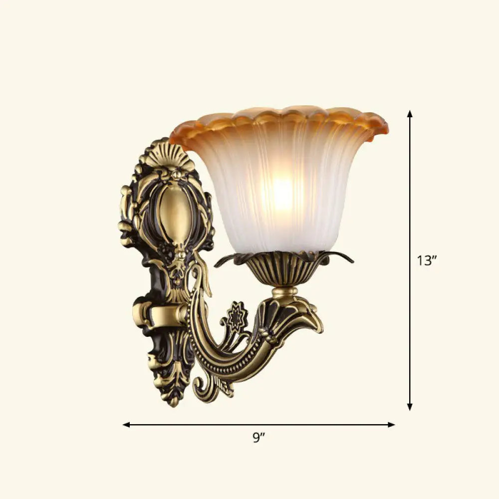 Country Style Frosted Glass Wall Lamp - Hallway Sconce Lighting Fixture