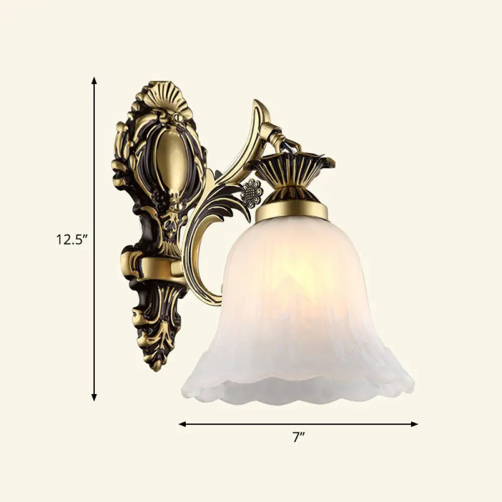 Country Style Frosted Glass Wall Lamp - Hallway Sconce Lighting Fixture