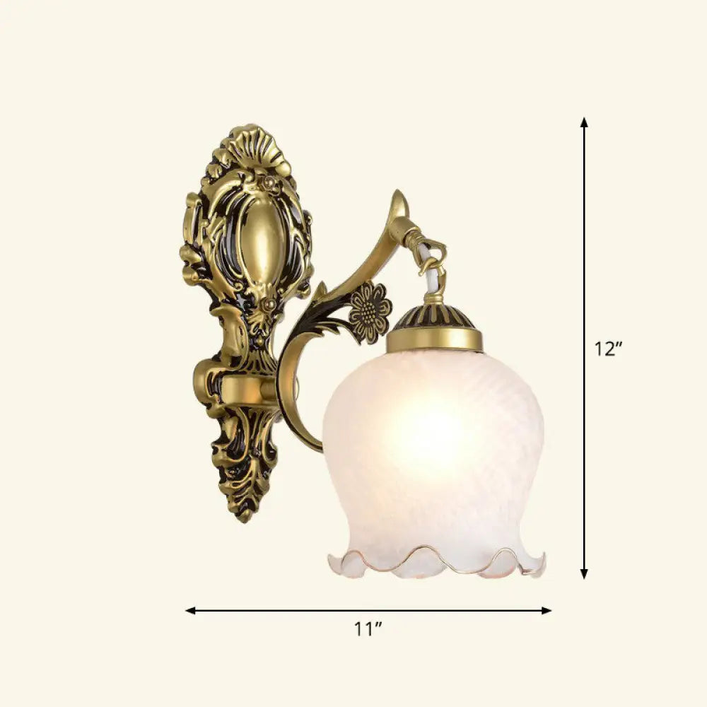 Country Style Frosted Glass Wall Lamp - Hallway Sconce Lighting Fixture