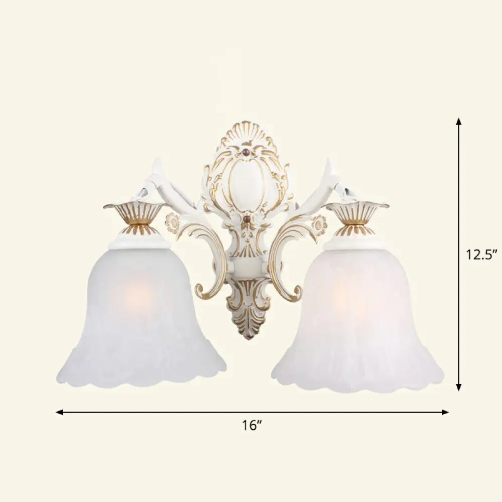 Country Style Frosted Glass Wall Lamp - Hallway Sconce Lighting Fixture