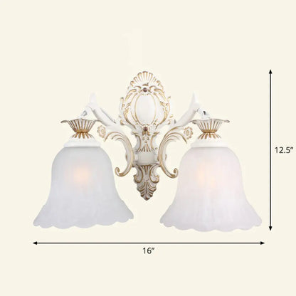 Country Style Frosted Glass Wall Lamp - Hallway Sconce Lighting Fixture