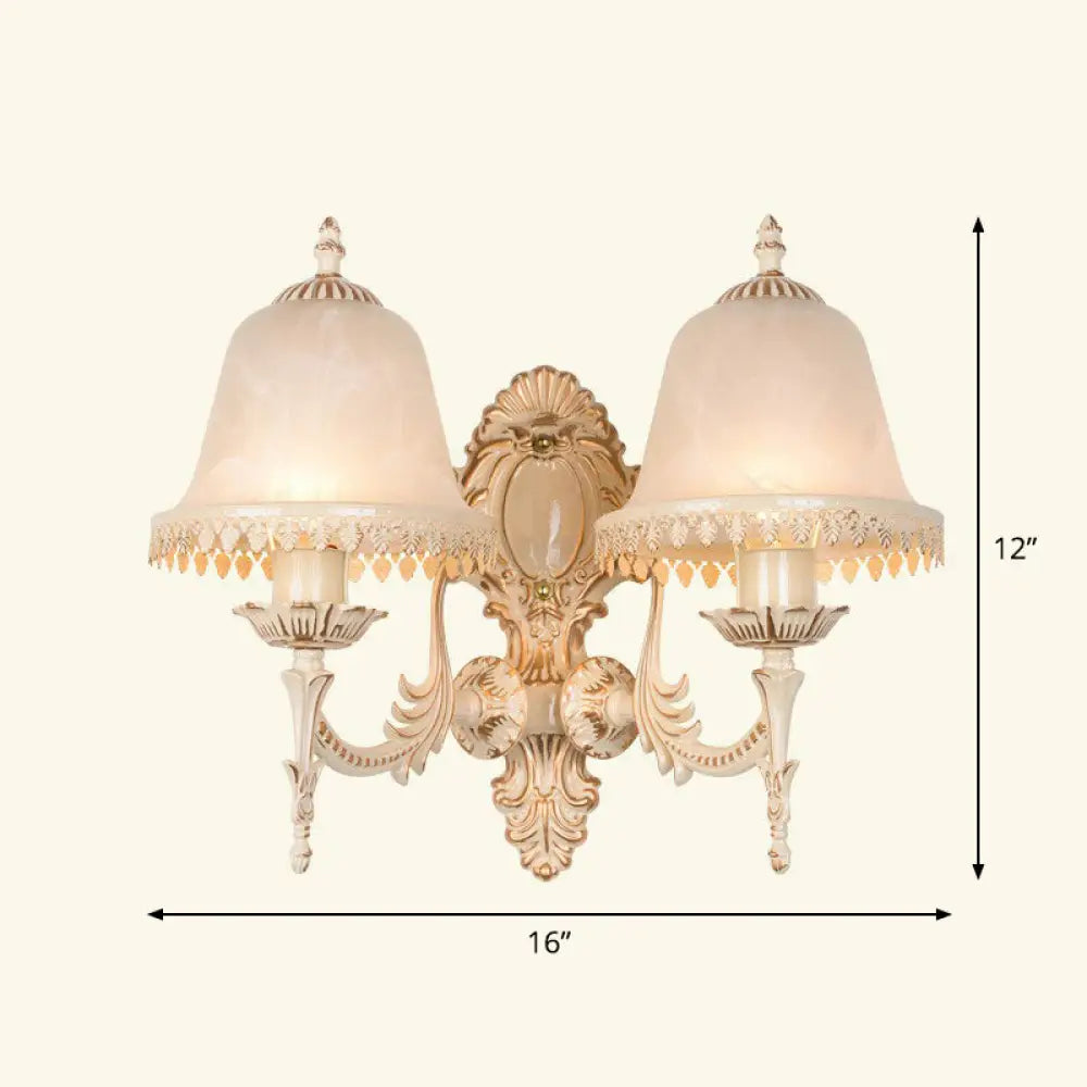 Country Style Frosted Glass Wall Lamp - Hallway Sconce Lighting Fixture