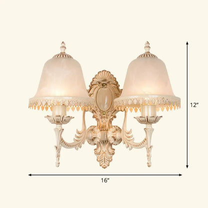 Country Style Frosted Glass Wall Lamp - Hallway Sconce Lighting Fixture