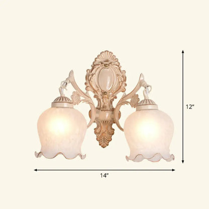 Country Style Frosted Glass Wall Lamp - Hallway Sconce Lighting Fixture