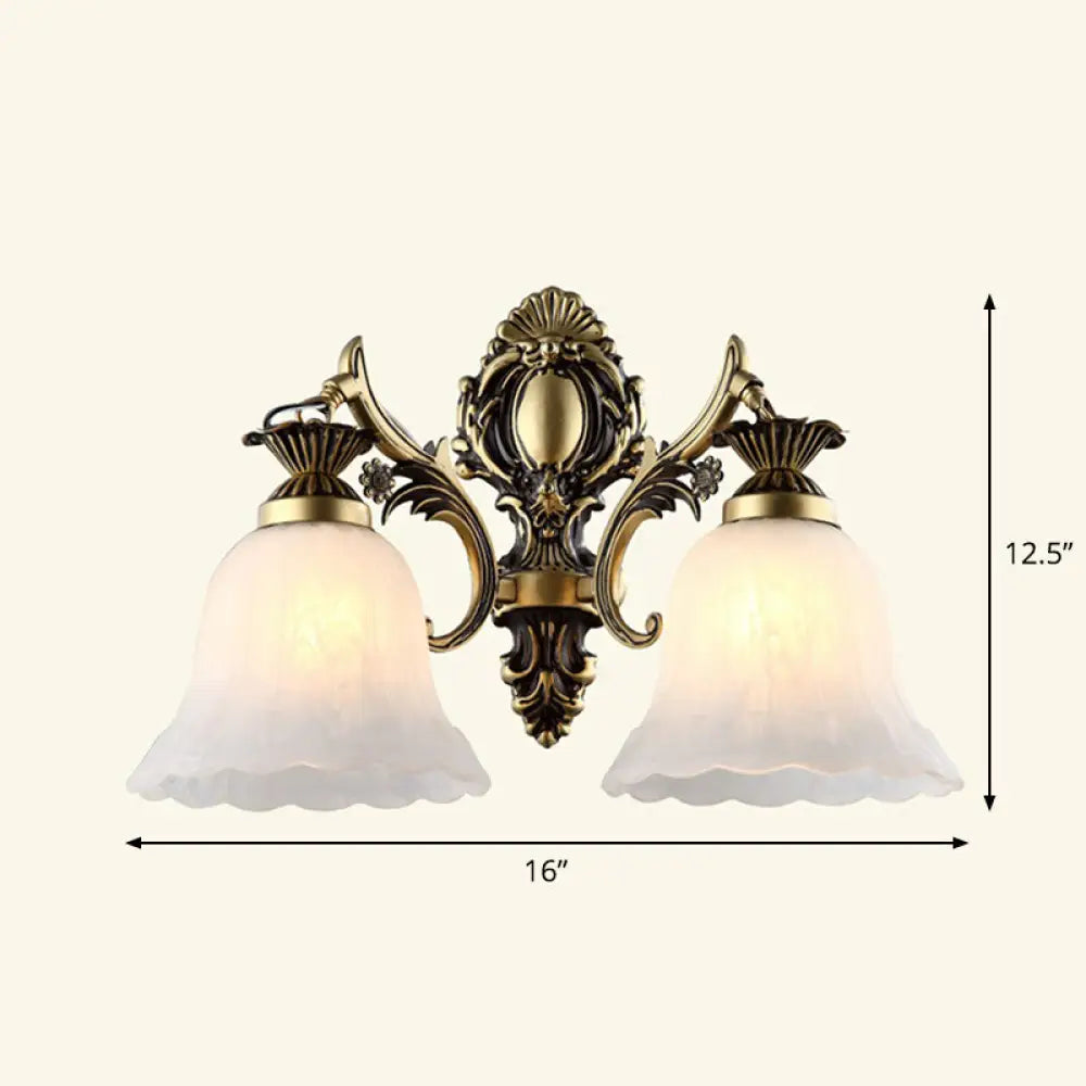 Country Style Frosted Glass Wall Lamp - Hallway Sconce Lighting Fixture