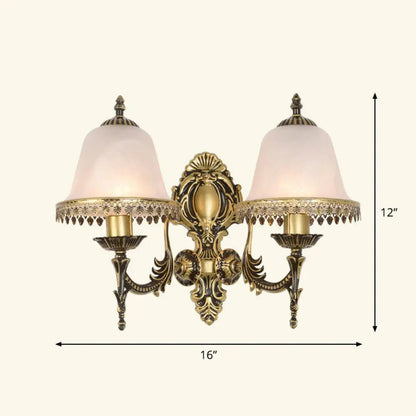 Country Style Frosted Glass Wall Lamp - Hallway Sconce Lighting Fixture