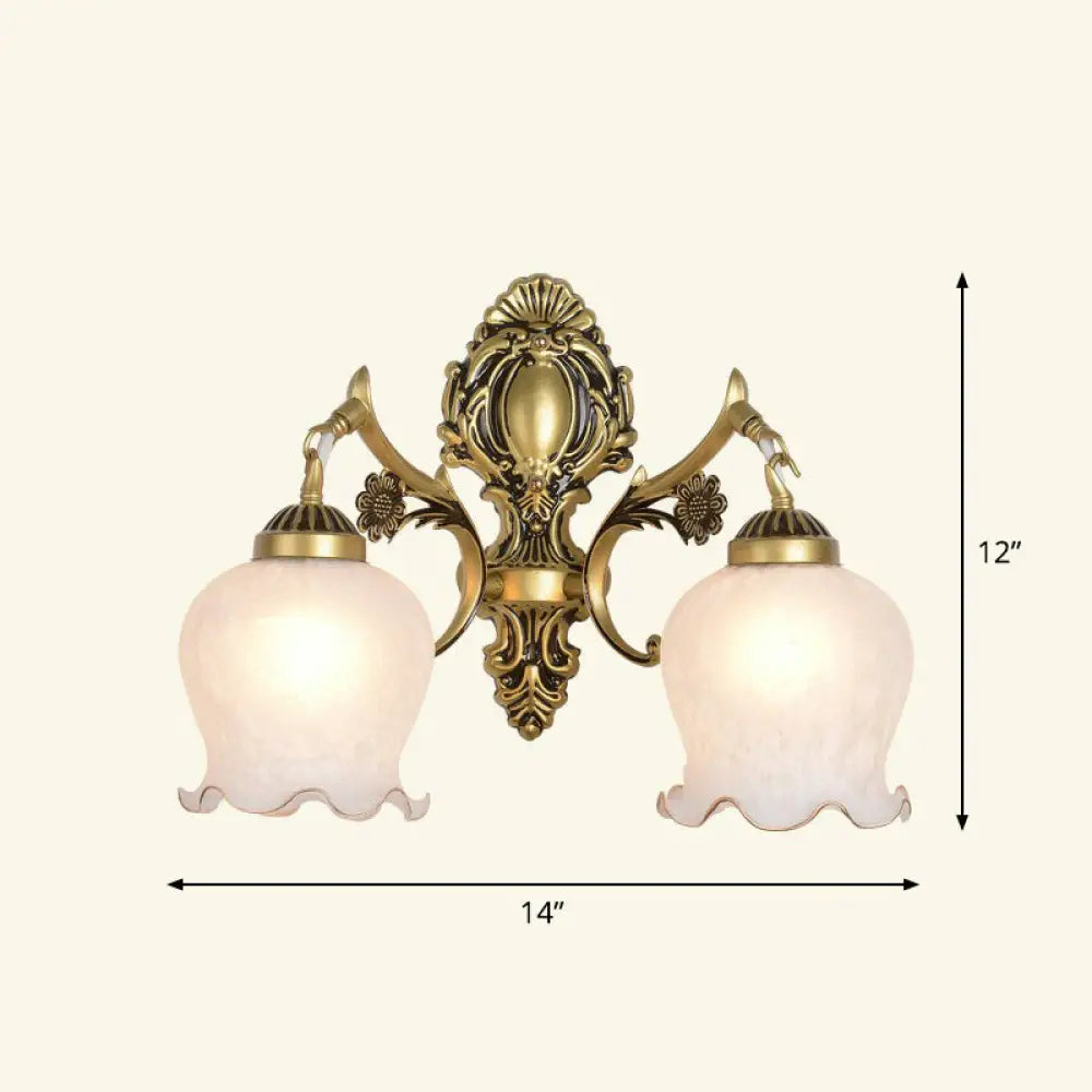 Country Style Frosted Glass Wall Lamp - Hallway Sconce Lighting Fixture