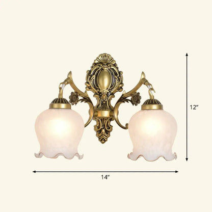 Country Style Frosted Glass Wall Lamp - Hallway Sconce Lighting Fixture