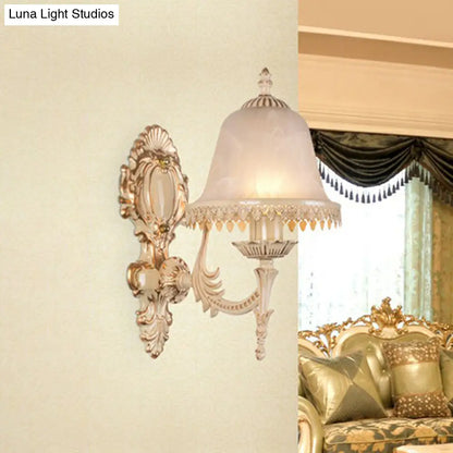 Country Style Frosted Glass Wall Lamp - Hallway Sconce Lighting Fixture