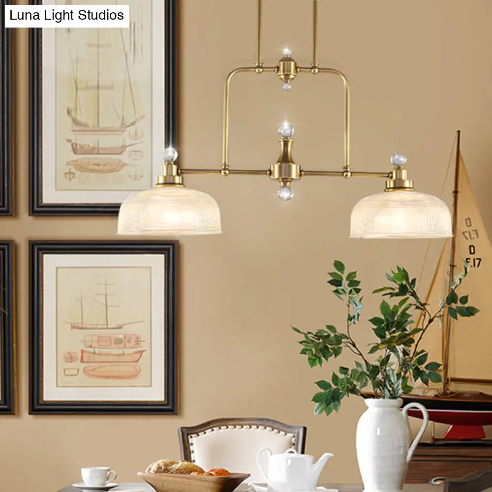 ديكوربايتس™ - قلادة جزيرة ذهبية على الطراز الريفي مع زجاج منشوري شفاف ومصباحين - مجموعة إضاءة معدنية معلقة