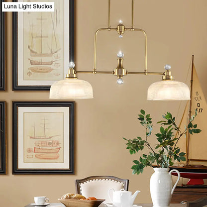 ديكوربايتس™ - قلادة جزيرة ذهبية على الطراز الريفي مع زجاج منشوري شفاف ومصباحين - مجموعة إضاءة معدنية معلقة