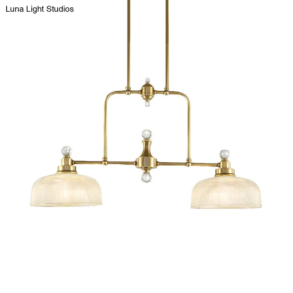 ديكوربايتس™ - قلادة جزيرة ذهبية على الطراز الريفي مع زجاج منشوري شفاف ومصباحين - مجموعة إضاءة معدنية معلقة