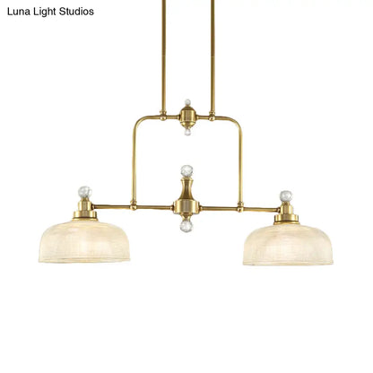 ديكوربايتس™ - قلادة جزيرة ذهبية على الطراز الريفي مع زجاج منشوري شفاف ومصباحين - مجموعة إضاءة معدنية معلقة