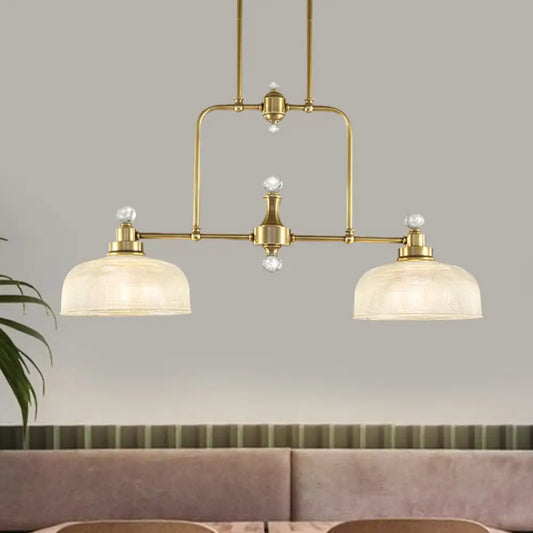 Lámpara colgante DecorBites™ estilo campestre, color dorado, con cristal prismático transparente y 2 bombillas - Kit de lámpara colgante de metal