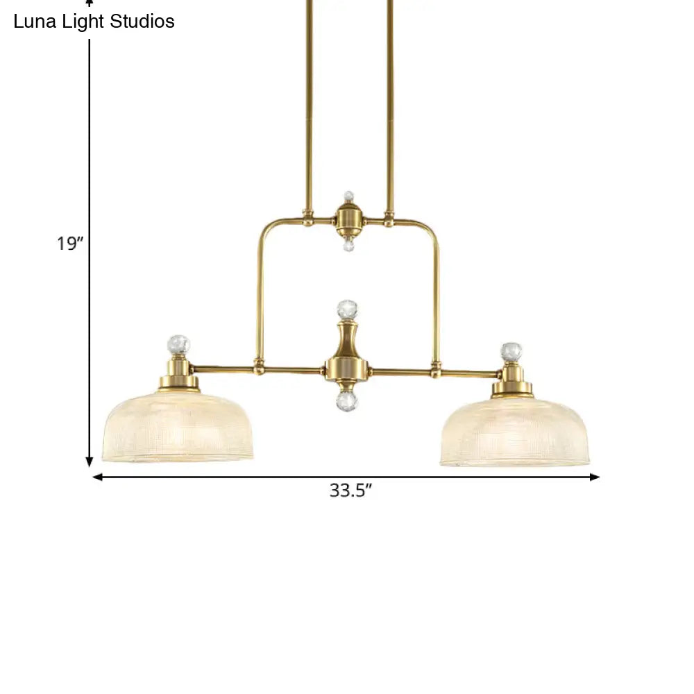 ديكوربايتس™ - قلادة جزيرة ذهبية على الطراز الريفي مع زجاج منشوري شفاف ومصباحين - مجموعة إضاءة معدنية معلقة