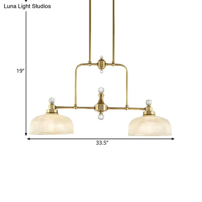 ديكوربايتس™ - قلادة جزيرة ذهبية على الطراز الريفي مع زجاج منشوري شفاف ومصباحين - مجموعة إضاءة معدنية معلقة