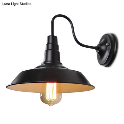 ديكوربايتس™ مصباح حائط على شكل عنق إوزة على الطراز الريفي مع غطاء حظيرة - تركيبات شمعدان معدنية ريفية