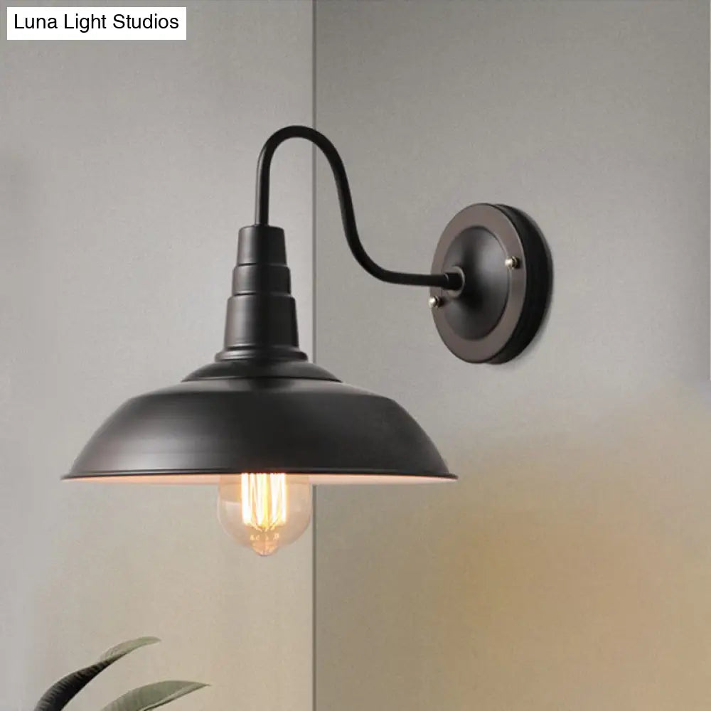 ديكوربايتس™ مصباح حائط على شكل عنق إوزة على الطراز الريفي مع غطاء حظيرة - تركيبات شمعدان معدنية ريفية