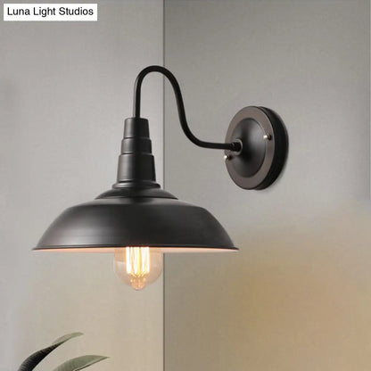 ديكوربايتس™ مصباح حائط على شكل عنق إوزة على الطراز الريفي مع غطاء حظيرة - تركيبات شمعدان معدنية ريفية