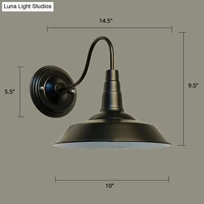 ديكوربايتس™ مصباح حائط على شكل عنق إوزة على الطراز الريفي مع غطاء حظيرة - تركيبات شمعدان معدنية ريفية