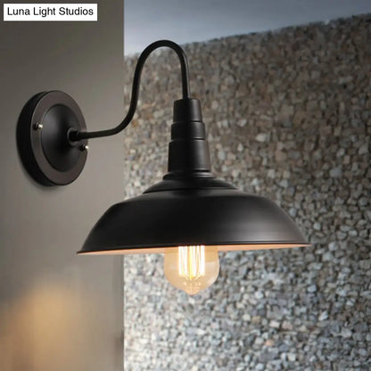 ديكوربايتس™ مصباح حائط على شكل عنق إوزة على الطراز الريفي مع غطاء حظيرة - تركيبات شمعدان معدنية ريفية