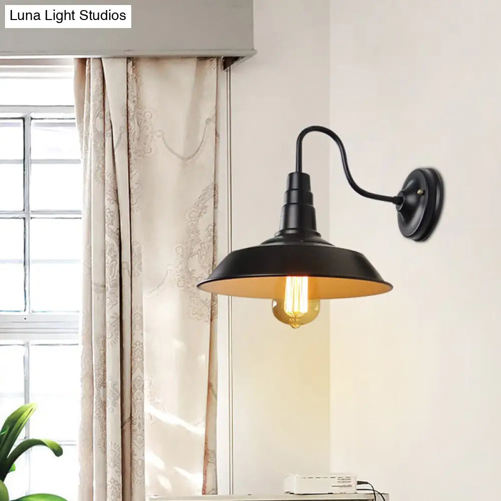 ديكوربايتس™ مصباح حائط على شكل عنق إوزة على الطراز الريفي مع غطاء حظيرة - تركيبات شمعدان معدنية ريفية